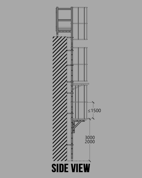 Escalera fija de aluminio multisección - Anticaídas