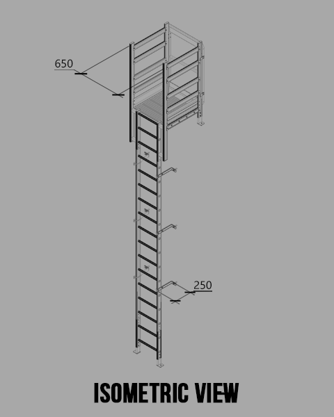 Escalera fija de aluminio básica - Anticaídas